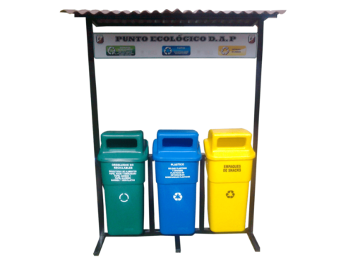 Punto ecológico de 50 lts tapa cachucha con cubierta