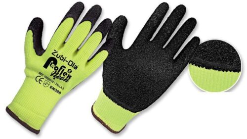 Guantes hilaza recubiertos en látex corrugado