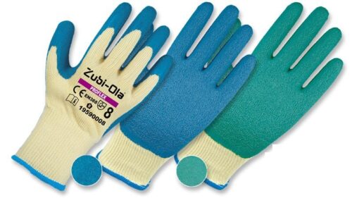 Guantes hilaza recubiertos en látex corrugado