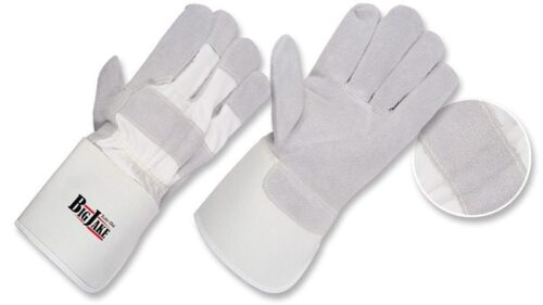 Guantes industriales en cuero y tela, puño largo