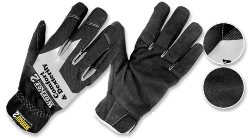 Guantes industriales en tela poliéster y cuero sintético