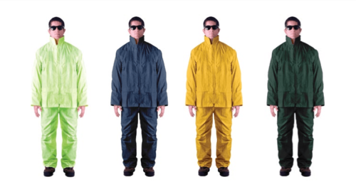 Impermeable 2 piezas color neón, en polyester y pvc.