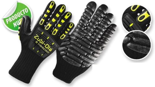 Guantes de fibra de poliéster, recubiertos con caucho en la palma
