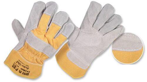 Guantes industriales en carnaza y tela